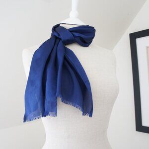 Vintage Echo 100% Silk Dark Navy Blue Long Lightweight Neck Scarf